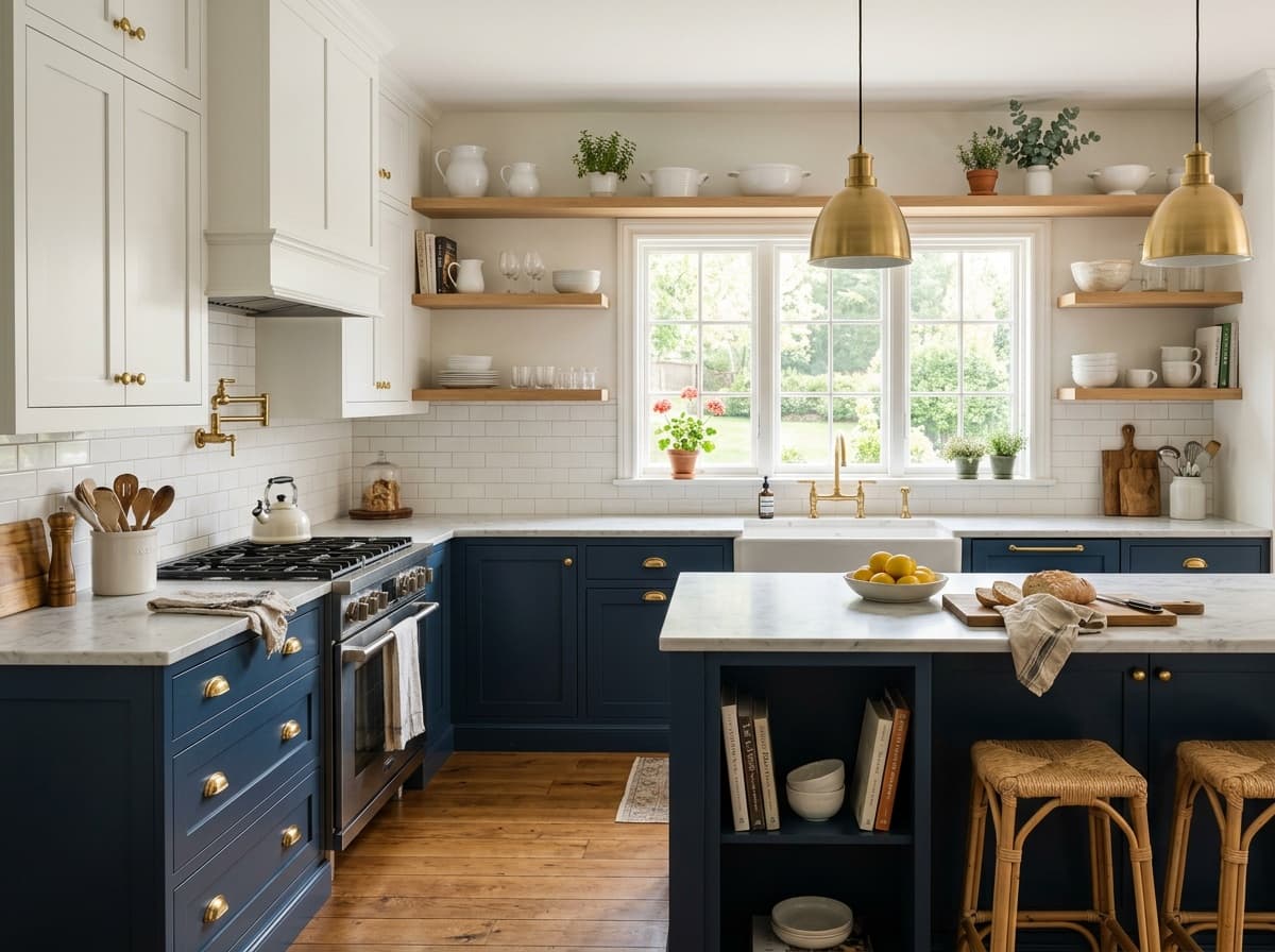 Camera viewfinder of a kitchen during a walkthrough